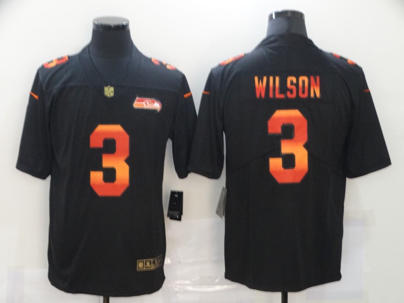Men's Seattle Seahawks #3 Russell Wilson Black Jersey